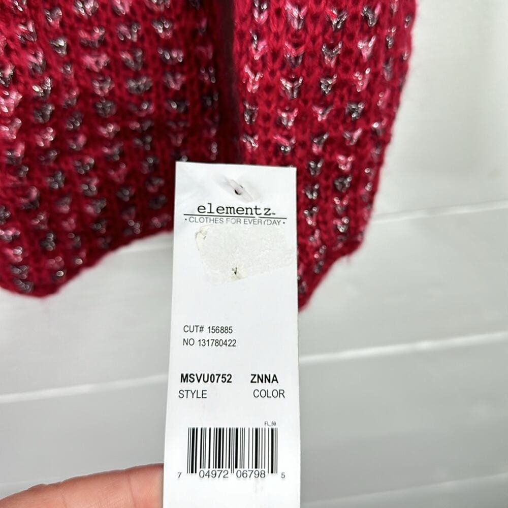 ELEMENTZ Pink Metallic Silver Knitted Pullover Long Sleeve Sweater Size Small - Picture 10 of 11
